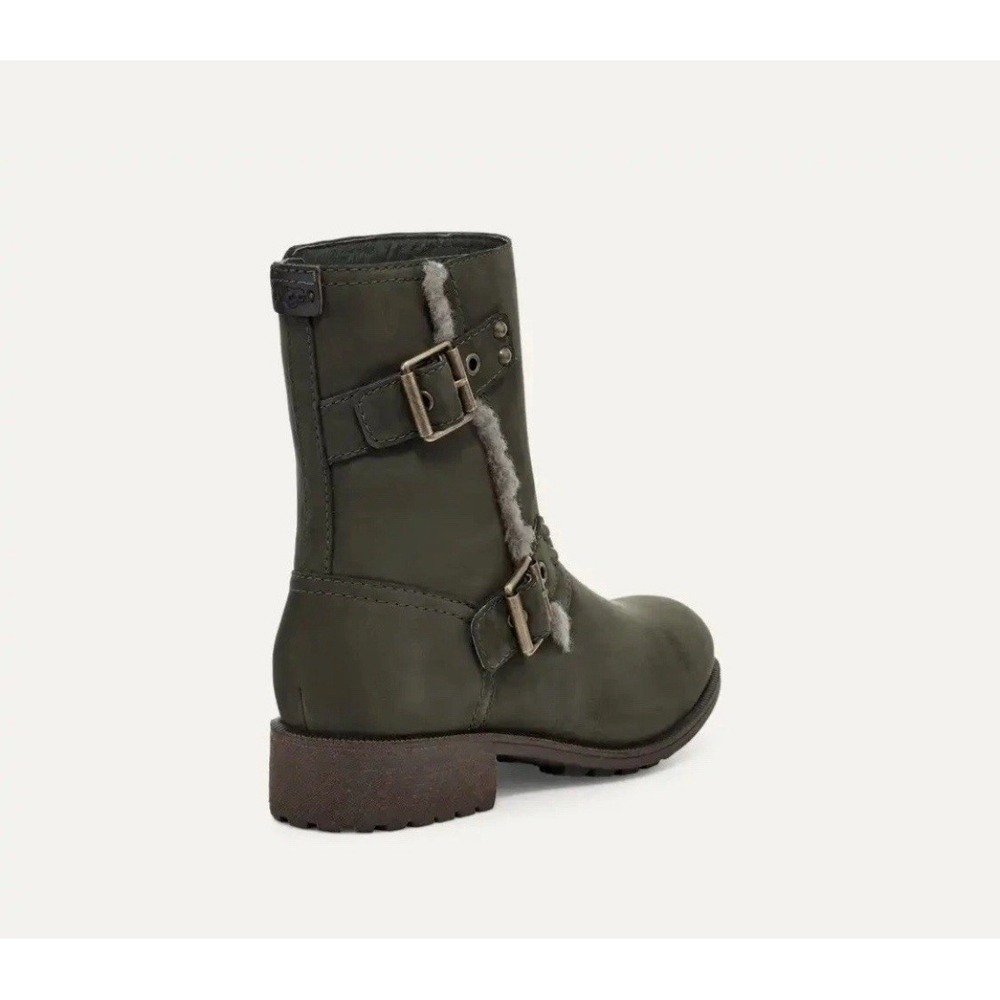 UGG Niels III Waterproof Olive Green Moto Boots Size 9.5‎ US – Sheepskin Lined - Picture 3 of 11
